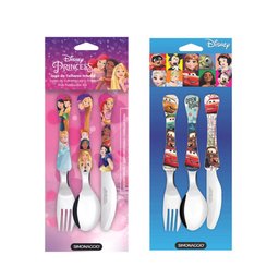 Talheres Infantil Pricesinhas e Carrinhos Garfo Faca Colher 6un - 2