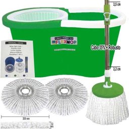 Balde Mop com Cabo 35% + Robusto de 25mm + Dupla Bucha na Cesta Padrão Usa Marca Official Flexmop®Nº 1 - 9