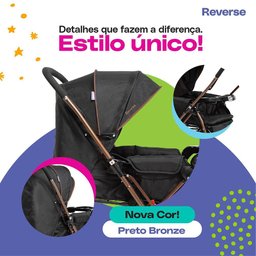 Carrinho com Bebê Conforto Travel System Reverse Preto Bronze - Cosco - 5