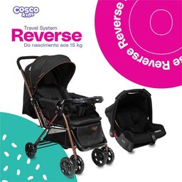 Carrinho com Bebê Conforto Travel System Reverse Preto Bronze - Cosco - 2