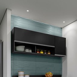 Armário Maya Cozinha 150cm Preto - Vallisa Decor - 3