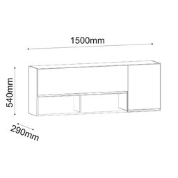 Armário Maya Cozinha 150cm Preto - Vallisa Decor - 4