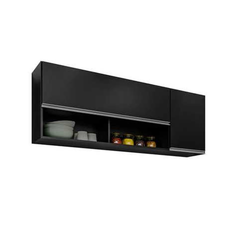Armário Maya Cozinha 150cm Preto - Vallisa Decor