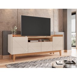 Rack Sala Adria para Tv até 60 Polegadas C/ Pés de Madeira - 2 Rack Sala Adria para Tv até 60 Polegadas C/ Pés de Madeira - 2