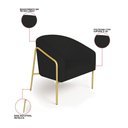 Ver imagem 3 de Poltrona Sala Industrial Alta Dourado Kit 2 Stella Linho Preto D03 - D’Rossi