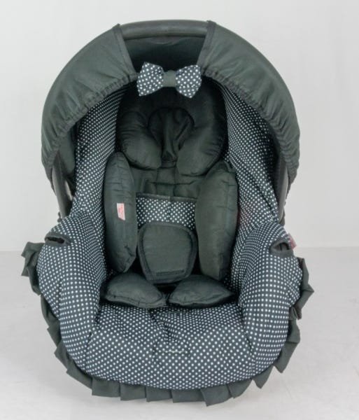 KIT CAPA DE BEBÊ CONFORTO E REDUTOR - PRETO COM POÁ BRANCO