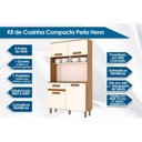 Ver imagem 2 de Kit de Cozinha Compacta B109 C/ 4 Portas e 1 Gaveta 105cm Nature/preto - Henn