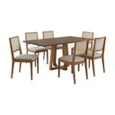 Ver imagem 2 de Mesa Julia 1,6m Freijó Pés Cerejeira 6 Cadeiras Suellen para Restaurante Lanchonete - Bege Linho