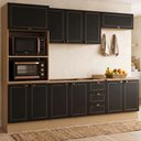 Ver imagem 1 de Cozinha Modulada 6 Peças Aéreos, Balcões e Torre Quente Conecta Frise Yescasa Cinamomo/Preto