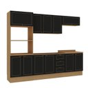 Ver imagem 2 de Cozinha Modulada 6 Peças Aéreos, Balcões e Torre Quente Conecta Frise Yescasa Cinamomo/Preto
