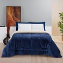 Ver imagem 1 de Coberdrom Diamond Casal Queen Sherpa com Manta Flannel 01 Peça - Azul Marinho