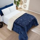 Ver imagem 2 de Coberdrom Diamond Casal Queen Sherpa com Manta Flannel 01 Peça - Azul Marinho