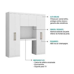 Guarda-Roupa Casal 6 Portas Montagem Flex Branco Carraro - 3
