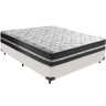 Cama Box Branco e Colchão Classic Preto Molas Ensacadas Casal Anjos - 1