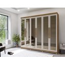 Ver imagem 1 de Guarda Roupa 06 Portas e 06 Gavetas Enna com 06 Portas Vidro Reflecta- Lanza:noce Bronze/off White