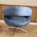 Ver imagem 7 de Poltrona Giratória Rigel Redonda Orgânica Moderna com Base de Aluminio Azul Jeans - Larbelle