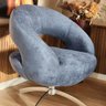 Poltrona Giratória Rigel Redonda Orgânica Moderna com Base de Aluminio Azul Jeans - Larbelle - 2
