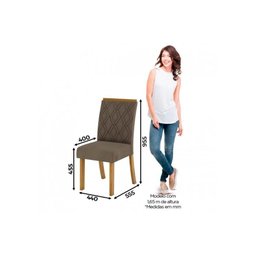 Conjunto: Mesa Sala Jantar Luiza c/ Tampo Madeirado c/ Vidro Canto Reto 160cm + 6 Cadeiras Vita - 3