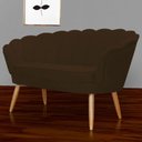 Ver imagem 2 de Namoradeira Estofada 2 Lugares Para Sala Comercial Pétala Suede Marrom - LM DECOR