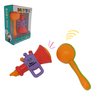 Kit 2pç Brinquedos Para Bebês Corneta Chocalho Estimula Sentidos Colorido Sonoro - 1