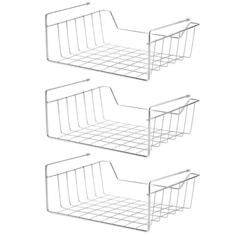 Kit 3 Organizadores Aramados para Prateleira 34cm Cesto Multiuso Encaixe para Armário