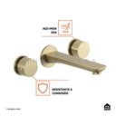 Ver imagem 3 de Torneira Para Banheiro Misturador Duplo Comando de Parede Piau Pingoo.casa - Dourado