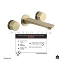 Ver imagem 2 de Torneira Para Banheiro Misturador Duplo Comando de Parede Piau Pingoo.casa - Dourado