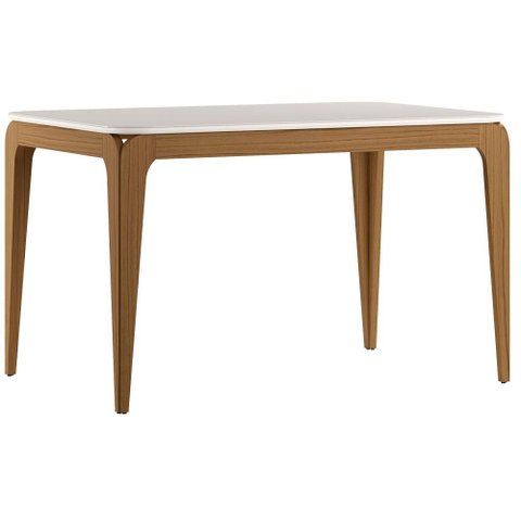 Mesa de Jantar Aurea 160x90 cm com Vidro Cinamomo Off White - New Ceval
