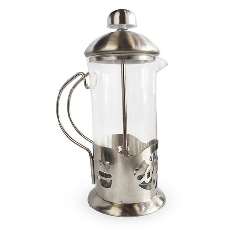 Cafeteira Prensa Francesa Cremeira 600ml de Vidro e Aço Inox para Café Chá Modelo Escrita Coffee