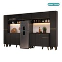 Ver imagem 6 de Cozinha Completa Iza 15 Portas 2 Gavetas MDP 331cm Preto Touch Móveis Carraro