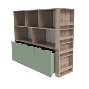 Estante Infantil com Livreiro Alma Carvalho e Verde Jade 100% Mdf Woodcore