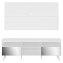Ver imagem 3 de Rack Com Painel E Suporte Tv 65" Retrô Com Espelho Flórida Multimóveis V3142 Branco Branco