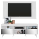 Ver imagem 1 de Rack Com Painel E Suporte Tv 65" Retrô Com Espelho Flórida Multimóveis V3142 Branco Branco
