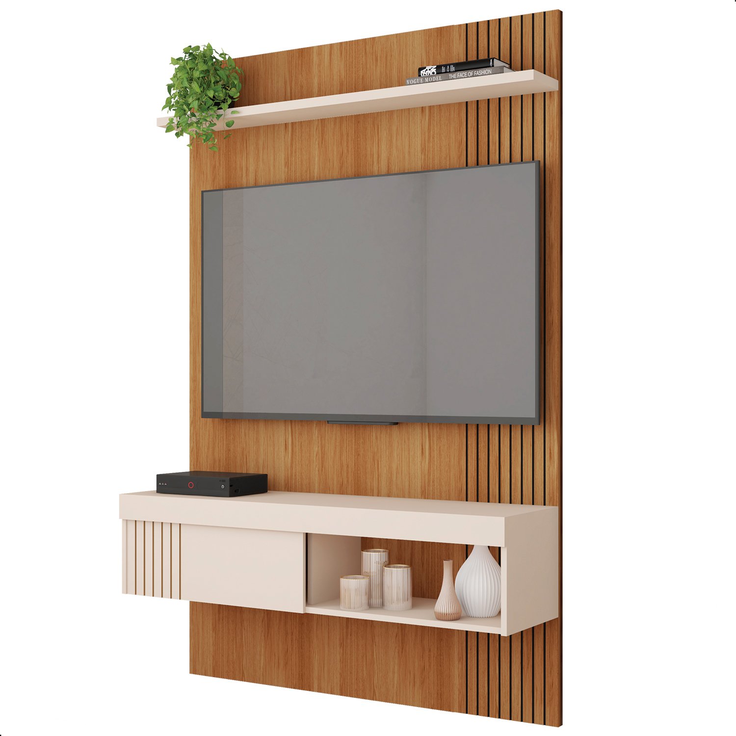 Painel para Tv até 45 Polegadas Jade Freijó e Off White 120cm - 5