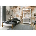 Ver imagem 1 de Conjunto Quarto Cama Solteiro e Escrivaninha/ Estante Simba com Pés em Madeira - Reller