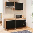 Ver imagem 1 de Conjunto Kit Cozinha Balcão Pia sem Tampo Balcão Cooktop e 2 Armários Aéreos Compacta Ajl Móveis