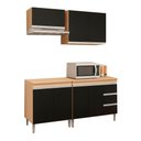 Ver imagem 2 de Conjunto Kit Cozinha Balcão Pia sem Tampo Balcão Cooktop e 2 Armários Aéreos Compacta Ajl Móveis