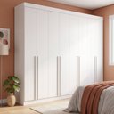 Ver imagem 1 de Guarda Roupa Casal 100% MDF 8 Portas 8 Gavetas com Cabideiros e Prateleiras 275x240x57cm Branco