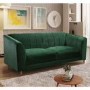 Ver imagem 7 de Sofá Living Camel 3 Lugares Via Encanto Veludo Verde Musgo