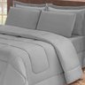 Kit Colcha Casal Queen + Jogo de Lençol 06 peças Aconchego Dupla Face Cotex Cinza - 3
