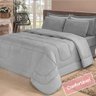 Kit Colcha Casal Queen + Jogo de Lençol 06 peças Aconchego Dupla Face Cotex Cinza - 2