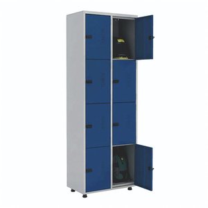 Armário Roupeiro Aço 8 Portas Guarda Volume Ea702 Azul