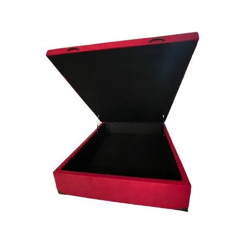 Cama Box Baú Viúvao Suede Vermelho Com 128cm de Largura