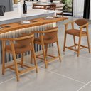 Ver imagem 2 de Kit 03 Banquetas Baixa para Cozinha Sala Jantar Bancada Cecília L02 Bouclê Terracota - Lyam Decor