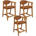 Ver imagem 1 de Kit 03 Banquetas Baixa para Cozinha Sala Jantar Bancada Cecília L02 Bouclê Terracota - Lyam Decor