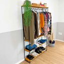 Ver imagem 2 de Arara Armário Modular Industrial Ample de Ferro e Madeira Nozes e Preto