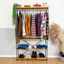 Ver imagem 1 de Arara Armário Modular Industrial Ample de Ferro e Madeira Nozes e Preto