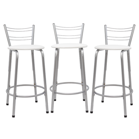 Kit 3 Banquetas para Balcão Flórida Prata 60cm Cozinha Gourmet Bistrô Bancada Piscina Área de Lazer