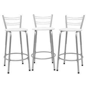 Kit 3 Banquetas para Balcão Flórida Prata 60cm Cozinha Gourmet Bistrô Bancada Piscina Área de Lazer