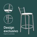 Ver imagem 4 de Kit 3 Banquetas para Balcão Flórida Prata 60cm Cozinha Gourmet Bistrô Bancada Piscina Área de Lazer